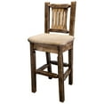 thumbnail image 2 of Homestead Collection Barstool w/ Back, Stain & Clear Lacquer Finish w/ Upholstered Seat, Buckskin Pattern, 2 of 2