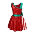 thumbnail image 1 of iixpin Robe Tutu de Danse de Noël Brillante à Paillettes pour Filles, Robe de Fête Sans Manches, Rouge, 6, 1 of 7