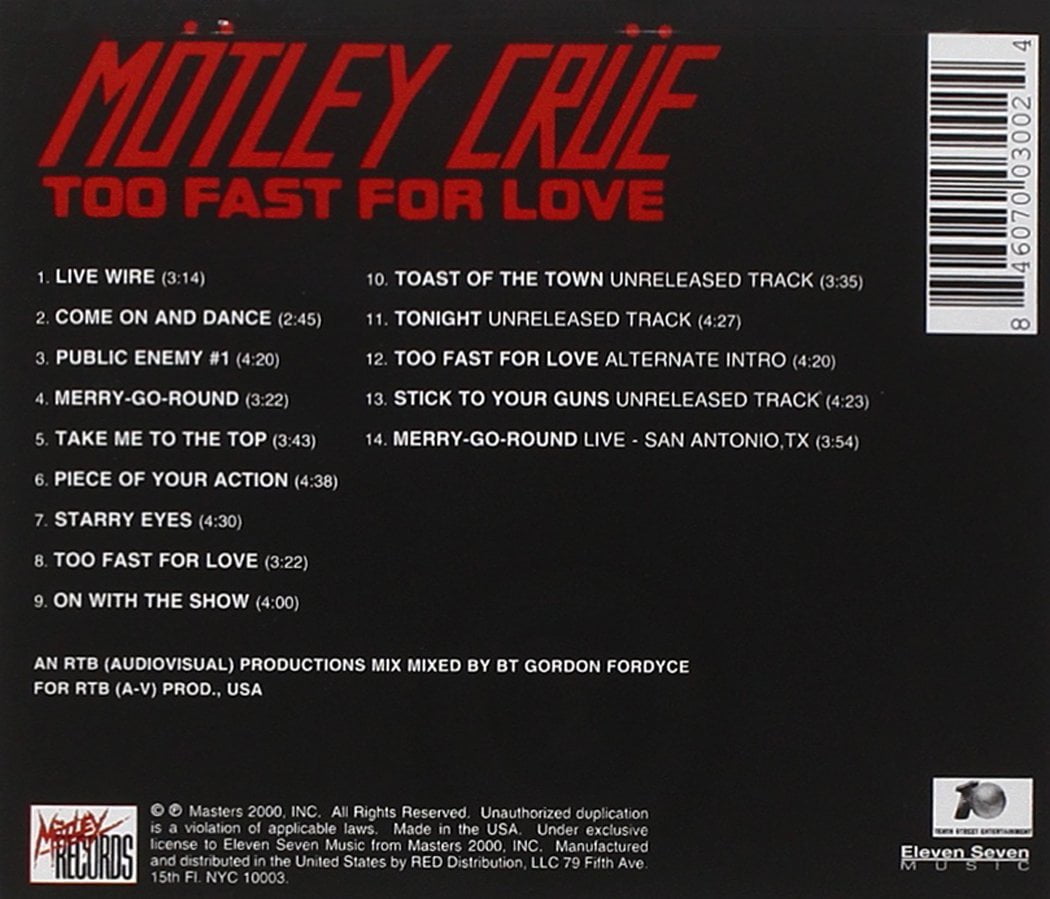 MÖTLEY CRÜE - LIVE WIRE // TOO FAST FOR LOVE - DIGITAL RE-MASTER 