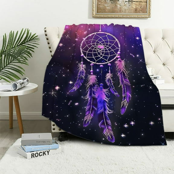 Orinice Dream Catcher Feathers Stars Warm Lightweight Blanket Soft Fleece Blankets All Seasons Decor Gifts 40x50in