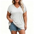 thumbnail image 4 of CHUMUD Women's Plus Size V-Neck T-Shirt Short Sleeve Side Slit Casual Top XL-5XL, 4 of 5