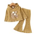 thumbnail image 4 of Linfrsh Toddler Girls Fall Outfits Girls' Set With Long Sleeved Floral Hooded Top and Flared Pants for, 4 of 9