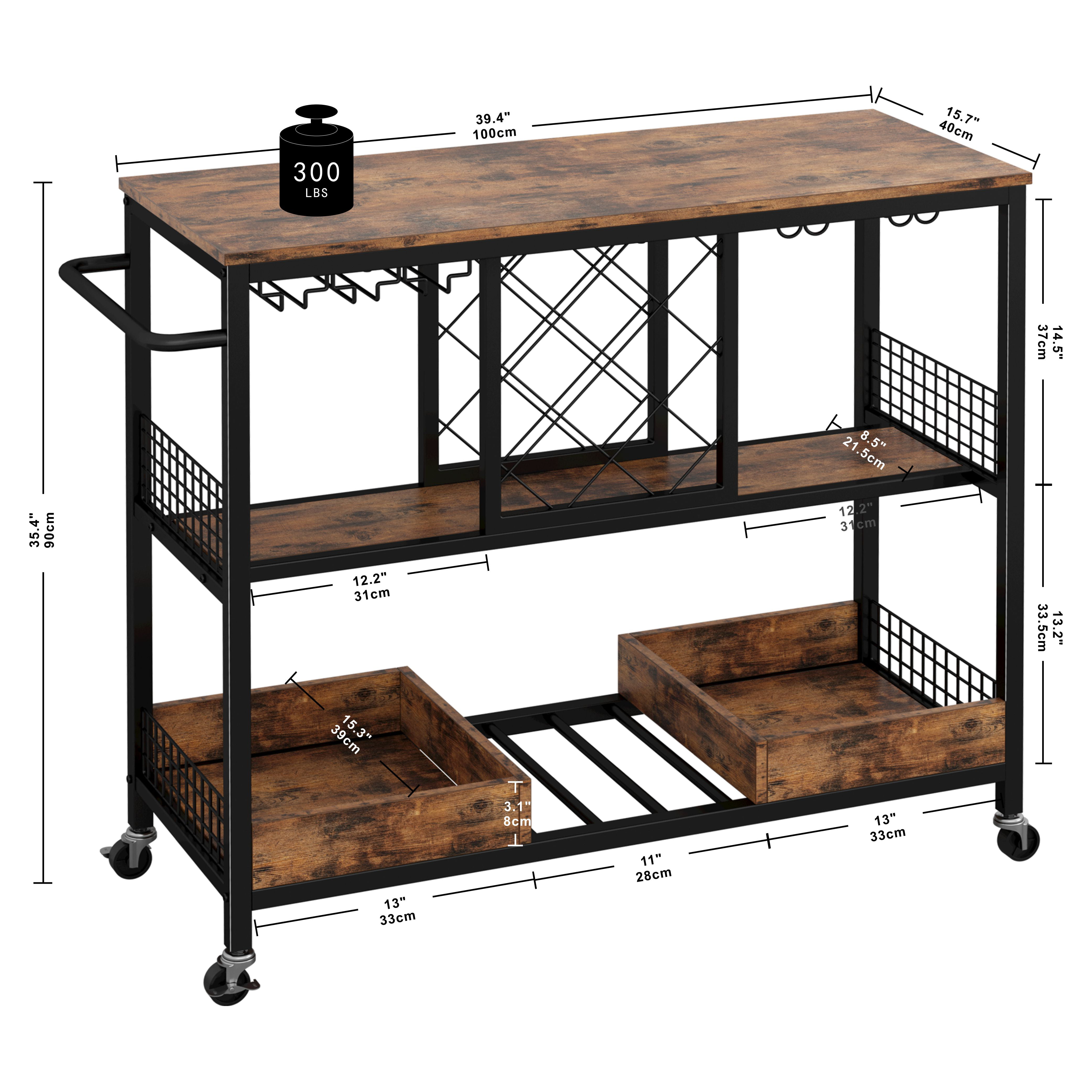 Eastern penance Dingy IRONCK Wine Rack Table, Industrial Bar Cart on Wheels Kitchen Storage Cart  for The Home Wood and Metal Frame, Rustic Brown - Walmart.com