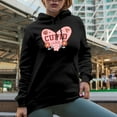 thumbnail image 2 of Cupid Vibes with Flowers & Lady Bug, Retro Valentine's Day or Valentine Gift, Black Hooded Sweatshirt or Hoodie, Small, 2 of 5