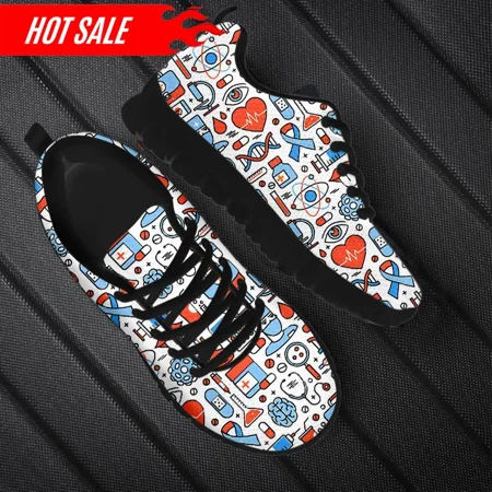 

Nurse Running Sneakers Cute Cartoon Medical Pattern Women Casual Flat Shoes Light Mesh Women s Footwear Female Shoe