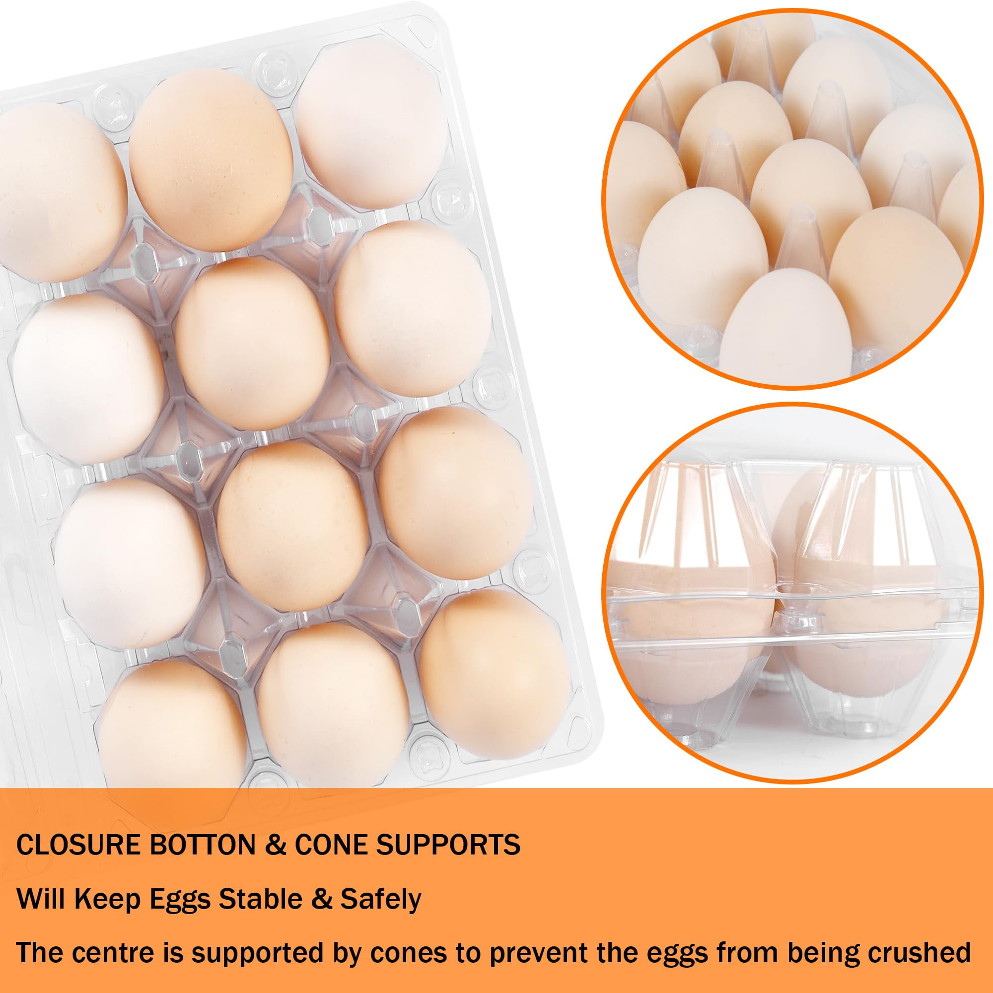 100 Pack 12 Count Plastic Egg Cartons, Clear Reusable Chicken Egg Storage, Farm Fresh Packaging with Secure Snap-Lock Lid