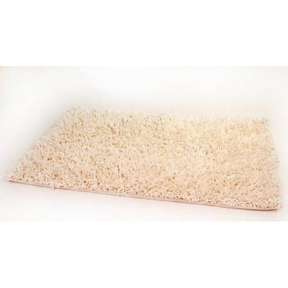 DaDa Bedding Vanilla Ivory White Shaggy Soft Chenille Noodle Carpet Rug Bath Mat
