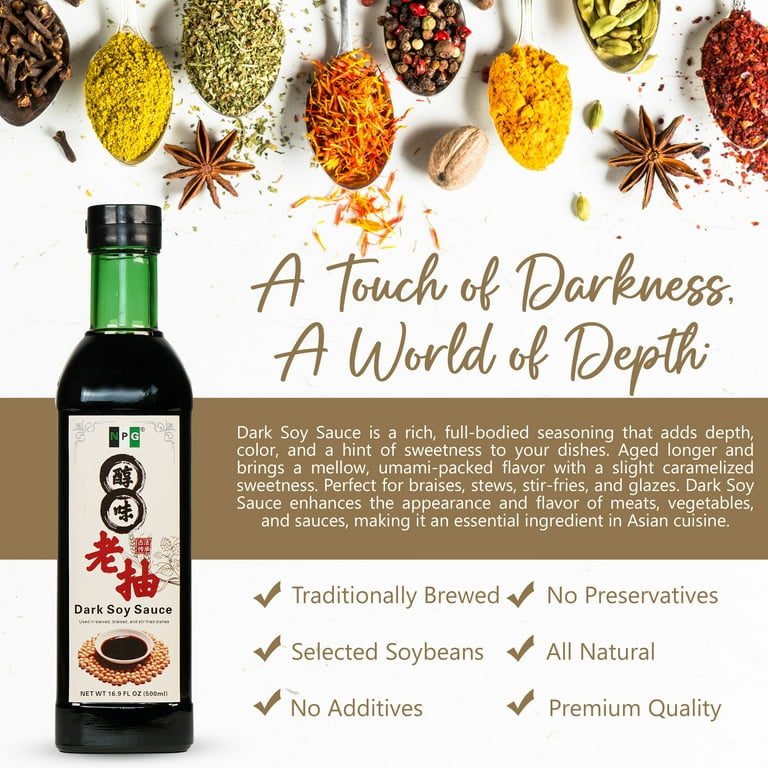 NPG Premium Dark Soy Sauce 16.9 Fl Oz (Pack Of 2) - All-Natural, Vegan, Non-GMO Condiment For Sushi & Stir Fry