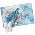thumbnail image 2 of Sea Turtles Washable Small Entryway Area Rugs 2'x3', Pink Flower Shell Starfish Ocean Life Watercolor Low Pile Throw Rug Non-Slip Sturdy Edge Binding Carpet for Front Door Floor Room Entry, 2 of 9