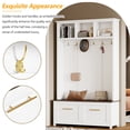 thumbnail image 4 of Xukmct Wood Bench with 2 Drawers, Entryway Coat Rack with 6 Hooks, 4-in-1 Hall Tree for Living Room, Hallway, White, 4 of 8