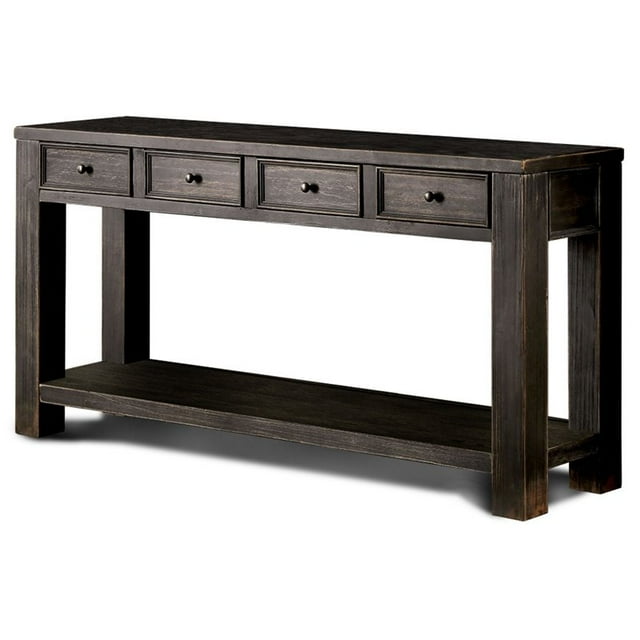 Bowery Hill Transitional Wood Console Table in Antique Black