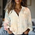 thumbnail image 2 of Blusas para Mujeres Casual Verano Cuello en V Manga Larga Suelta Camiseta Blusa, Suave Y Transpirable para la Oficina Y el Uso Diario, Coincide Pantalones Cortos Denim, 2 of 6