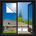 thumbnail image 2 of Lmlpt Privacy Window Film One Way Window Tint for Home Reflective Mirror Glass Tinting Sun UV Blocking Vinyl Door Coverings Sticker Heat Control Adhesive Static Cling,Diamond Silver,35.4X118.1inch, 2 of 4