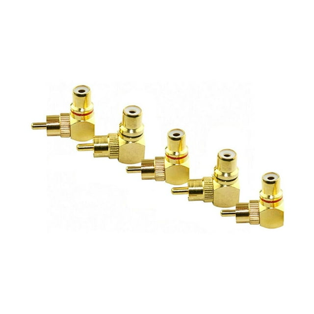 Paquete de adaptadores de enchufe de conector de ángulo / F Cable de codo de Dorado Hugo RCA hembra a macho