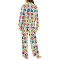 thumbnail image 4 of Garronmavis Flower Women 2 Piece Floral Pajama Set Button Down Long Sleeve Loungewear Soft Pj Lounge Sets Classic Notch Collar Sleepwear with Pockets, 4 of 7