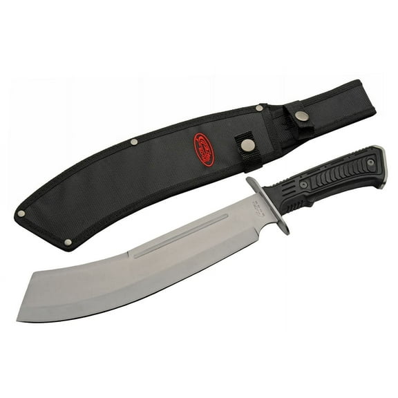 SZCO Supplies 16” Curved Outdoor Machete with High-Carbon Stainless Steel Blade, Rubberized Handle & Nylon Sheath