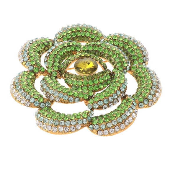 Large Crystal Flower Brooch