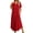 C-Red364, variant on DHFJKG Summer Dresses For Women Long Dress Short Sleeve V Neck Flowy A Line Solid Color Comfortable Curved Hem Tunic Beach Vacation Clothes Versatile Dresses