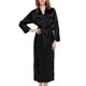 thumbnail image 1 of Gibobby Bata satin mujer Pijamas De Seda para Mujer para Dormir De Satén para Mujer Albornoz Largo Camisón De Color Sólido Sexy con Cinturón (Negro,G), 1 of 4