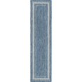 thumbnail image 1 of Unique Loom Extérieur Frontière Solide Tapis Tonal 2' x 8' Coureur Bleu/beige, 1 of 1
