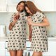 thumbnail image 4 of Easygdp Pug Dog Face Camisón de manga corta para mujer, informal, estampado, 4 of 6