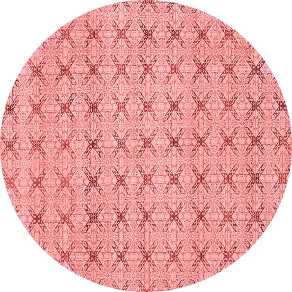 Ahgly Company Machine Washable Indoor Round Abstract Red Modern Area Rugs, 3' Round