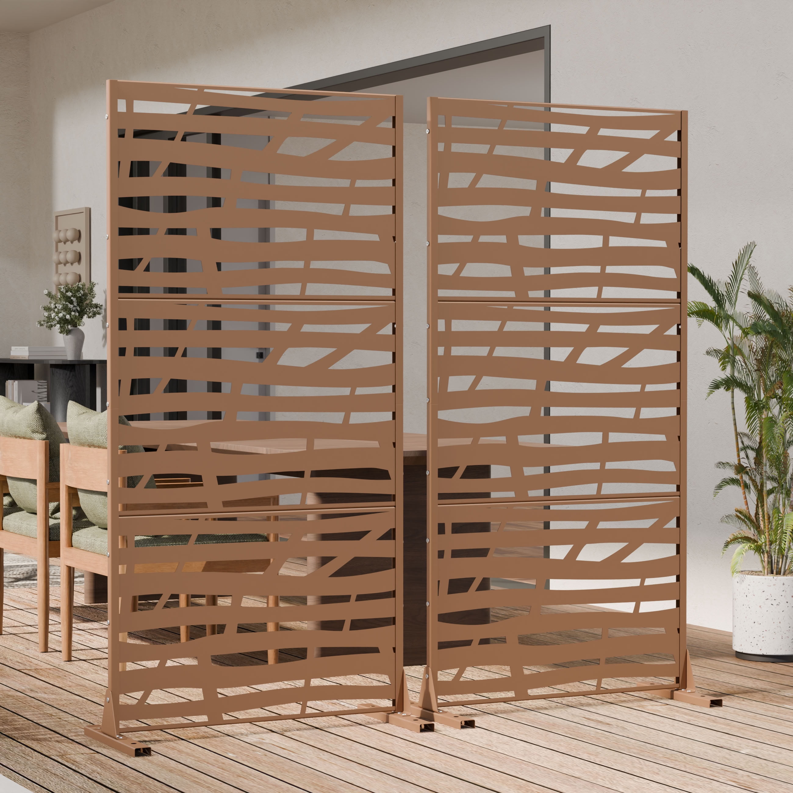MAYEERTY 72*35in Outdoor Privacy Screen, UV Resistant Metal Privacy Panel, Privacy Divider for Patio, Balcony, Backyard, Garden