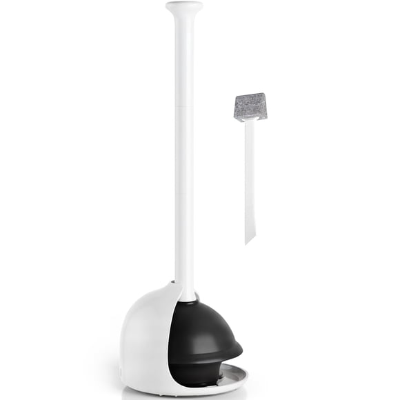 Desatascador Denvlex, resistente, con soporte, 48 cm, color blanco perla