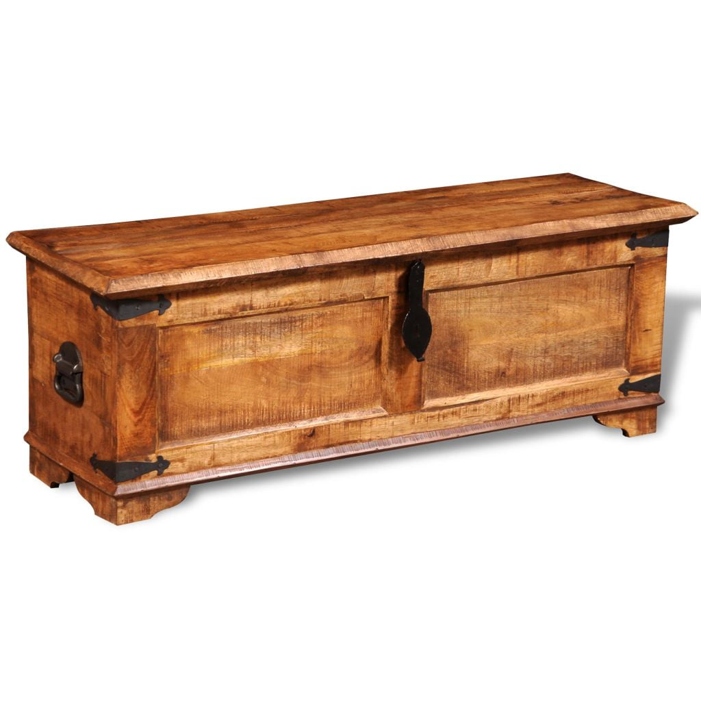 Kepooman Rustic Solid Mango Wood Storage Chest for Living Room, Brown Kepooman Rustic Solid Mango Wood Storage Chest for Living Room, Brown