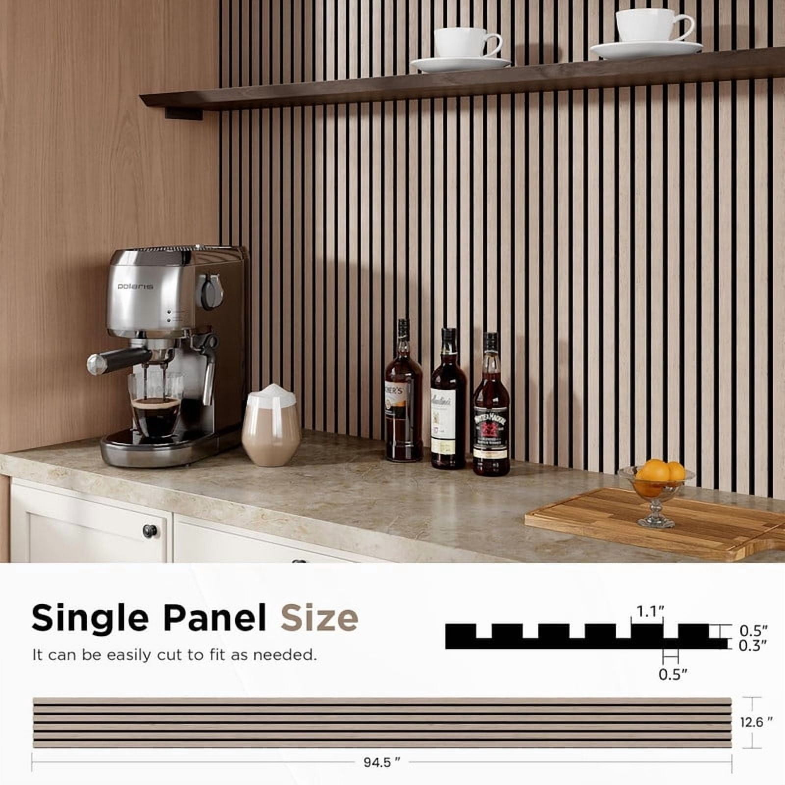 Easy4Home 4Pcs Wood Soundproof Wall Panels 94.5" x 12.6" Wood Slat Acoustic Panels, Walnut