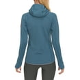 thumbnail image 3 of Little Donkey Andy Women's Winter Lightweight Warm Fleece Jacket Thumb Holes Thermal Hooded Coat Running Hiking Marine Blue M, 3 of 7