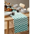 thumbnail image 6 of Teal Chevron Table Runner Cotton Linen 72 Inch Holiday Dresser Scarves,Ombre Geometric Ocean Wave V-shaped Tablerunner for Kitchen Coffee Dining Bedroom Home Living Room Dinner Scarf Décor 13''x72'', 6 of 9