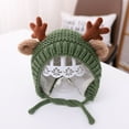 thumbnail image 2 of FAOWME Cute Kids Baby Girls Boys Woolen Hat Lovely Antler Knitted Cap Earmuffs Hat Children Green One Size, 2 of 2