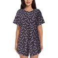 thumbnail image 1 of Fotbe Bat Purple Conjunto de Pijama Estampado para Mujer, 2 Piezas, Ropa de Dormir con Camiseta de Manga Corta y Shorts Suaves-3X-Large, 1 of 6