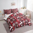 thumbnail image 3 of Homewish Wild Christmas Reindeer 7-Piece Twin Bedding Sets,Red Geometric Plaid Bedding Comforter Set,White Snowflake Sheet Sets For Teens,Ultra Soft Home Decor Reversible, 3 of 8