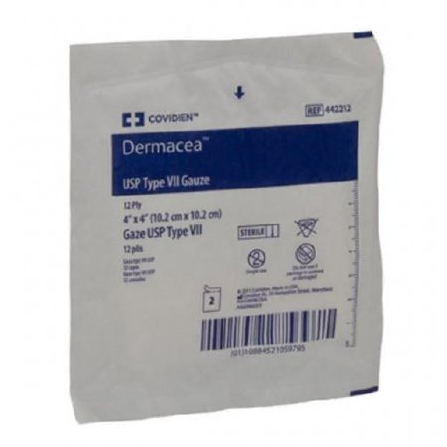 Dermacea USP Type VII Gauze Sponge 4 Inches x 4 Inches, Cotton, 12