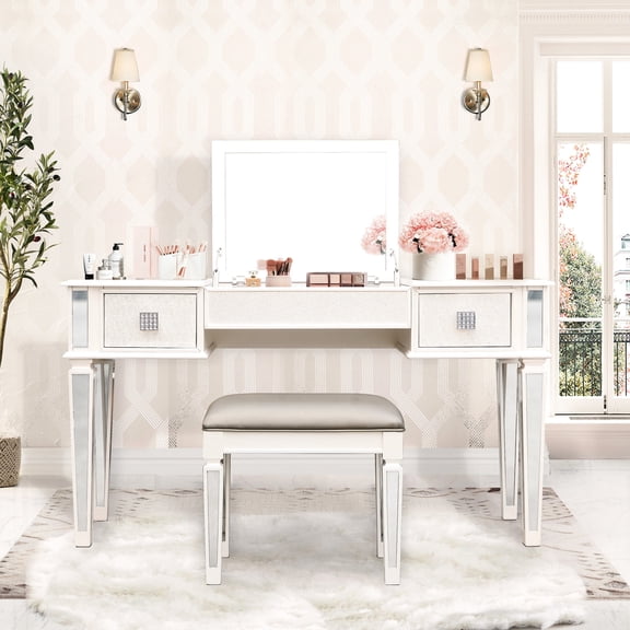 Vanity Desk with Large Storage Drawers / Bedroom Makeup and Organization
