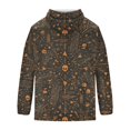 thumbnail image 6 of Hsovts Men’s Long Sleeve Halloween Pumpkin Spider Web Ghost Print Hooded Sweatshirt, Gradient Color Drawstring Pullover Casual Holiday Top Beige M, 6 of 6
