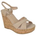 thumbnail image 1 of Soda Shoes Women High Wedge Sandals Open Toe Ankle Strap Platform Doris-S Beige Nude Skin 5.5, 1 of 4