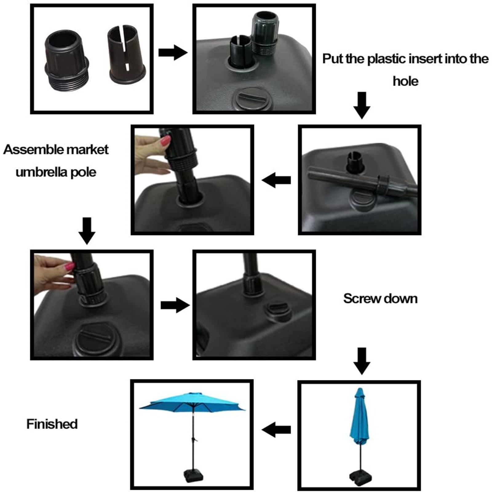 COBANA 71 lbs Black Water Container Square Patio Umbrella Base Weights