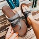 thumbnail image 3 of Women Thongs Flip Flops Casual Orthopedic Sandals Canvas Upper PU Lining, 3 of 5