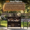 thumbnail image 4 of LAZZO 3 Pieces Outdoor Bar Set, Patio Wicker Tiki Bar Set with Height Stools and Islander Tiki Bar for Garden, Dark Brown, 4 of 9