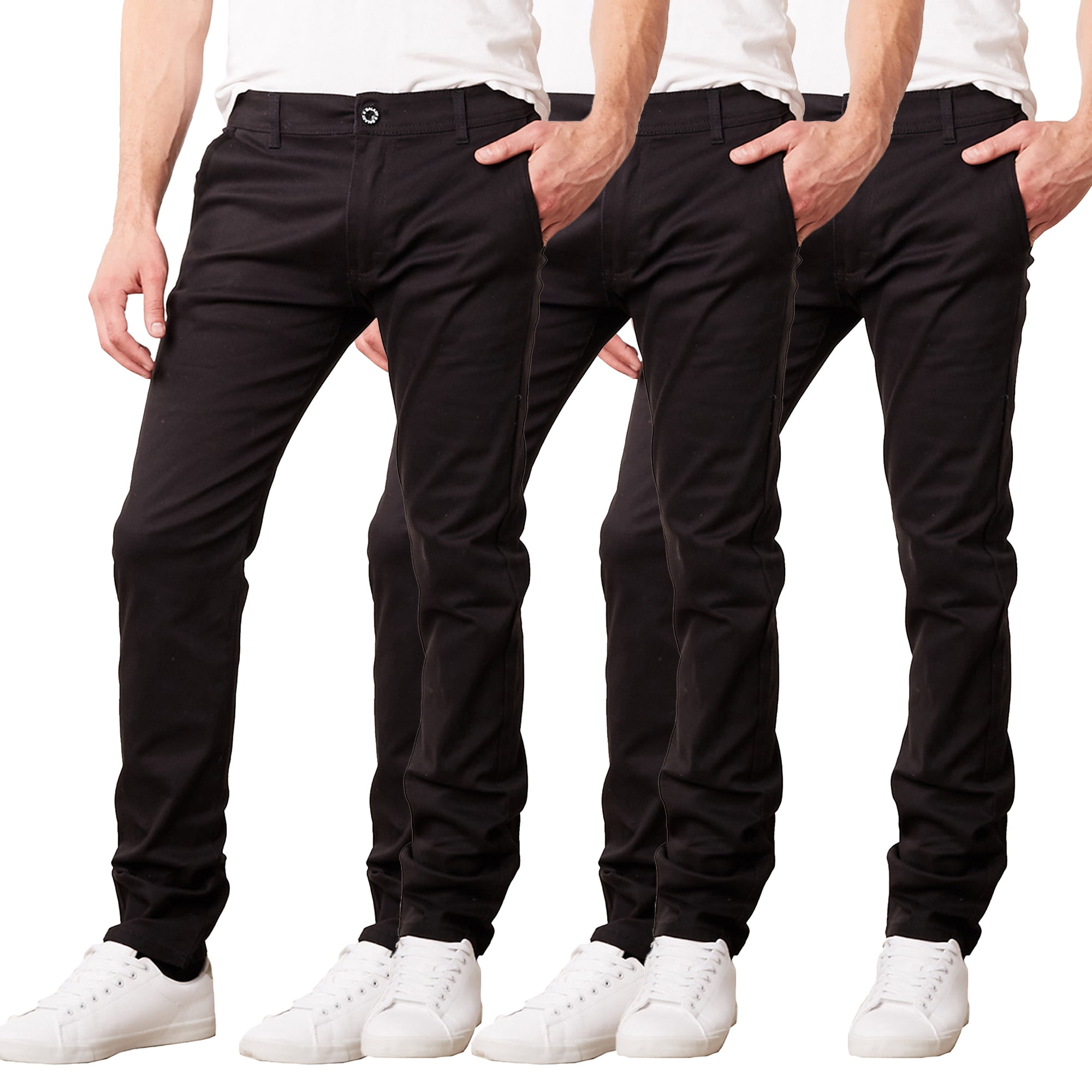Mens Slim Fit Cotton Stretch Chino Pants (3-Pack) - Walmart.com
