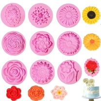 9 Pcs Flower Silicone Molds Set, 3D Flower Fondant Molds for Soap Candle Making, Cake Flower Molds for Chocolate Candy Pastry Dessert
