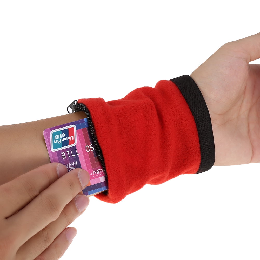 Hoter Sports Thick Solid Color Wristband with Zipper/Wrist Wallet 
