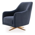 thumbnail image 2 of Enza Home Vienna Fabric Swivel Armchair in Petrol Blue/Rose Gold, 2 of 5