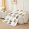 thumbnail image 3 of Sushi Pattern Blanket Japanese-Style Fleece Blanket for Bed Couch Sofa Kids Kawaii Food Theme Throw Blanket Cute Japanese Sushi Plush Sherpa Throw Blanket Room Decor Air Conditioning Twin 60"x80", 3 of 8