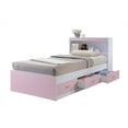 thumbnail image 3 of Hodedah Twin-Size Captain Bed with 3-Drawers and Headboard in Pink, 3 of 11