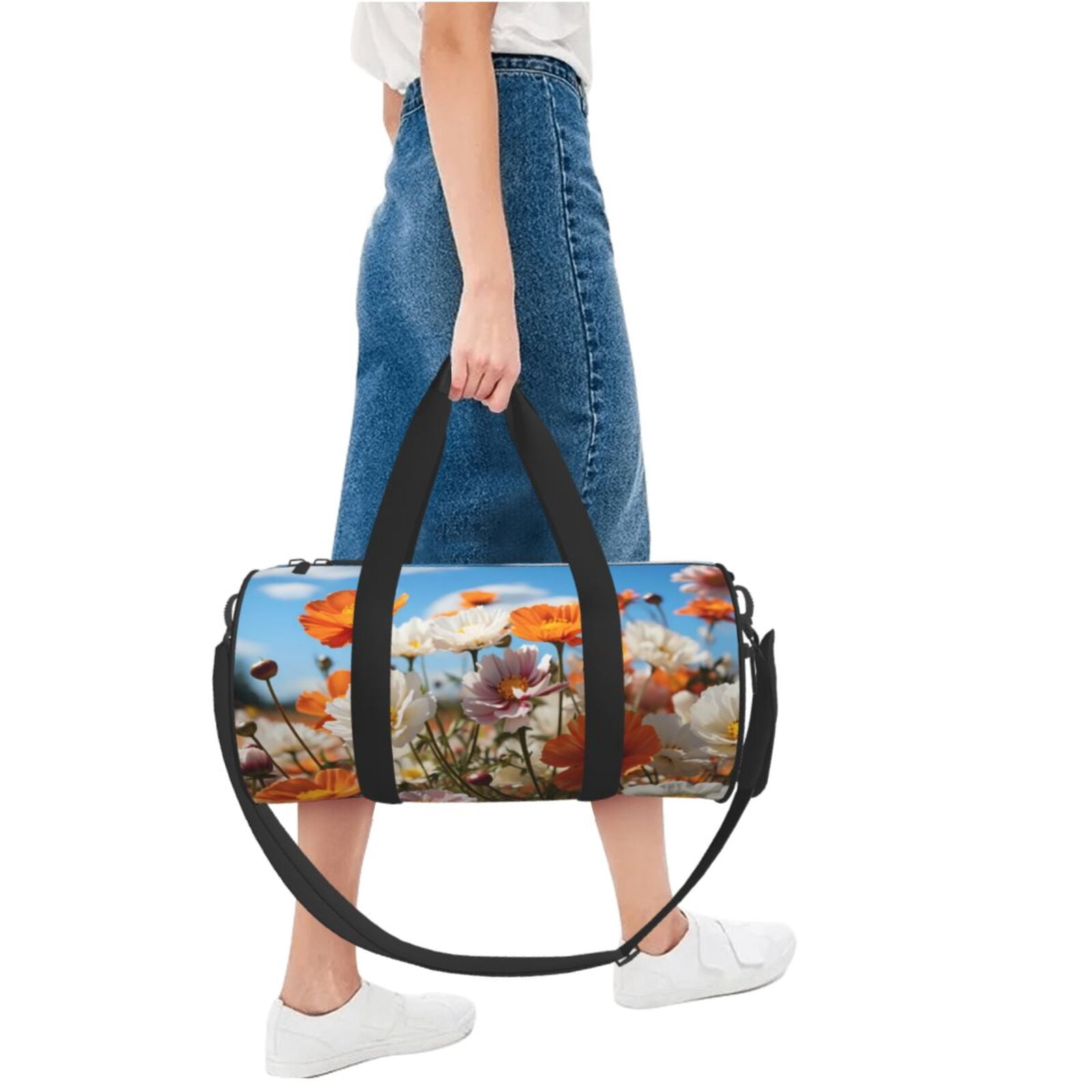 Vsdgher Vibrant Field Of Blossoms 45L Foldable Duffel Bag, Sports Gym Bag,Overnight Bag, Portable Weekender Bag for Airplanes