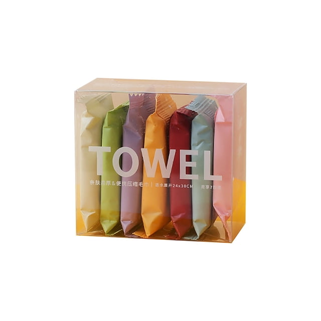 Toalla facial desechable comprimida, toalla de baño pura, engrosada y de mayor tamaño, para limpieza facial durante viajes, toalla facial portátil envasada individualmente (7 uds.)